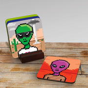 Ancient Aliens PixAliens Coasters with Mahogany Holder - Set of 4