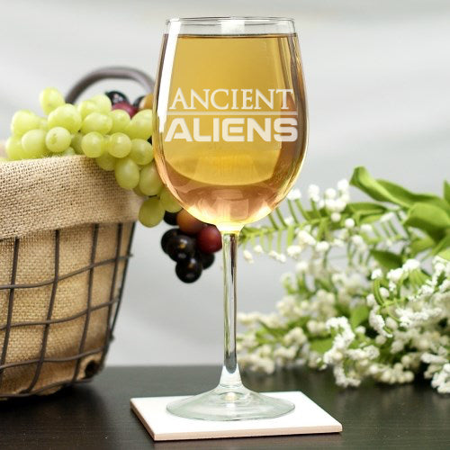 Ancient Aliens Logo Laser Engraved Wine Glass