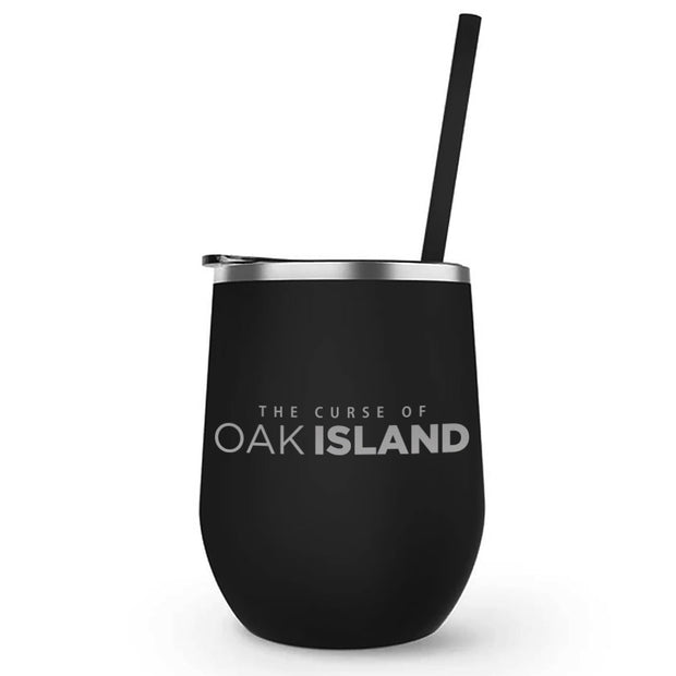 The Curse of Oak Island Logo Laser Engraved Wine Tumbler with Straw