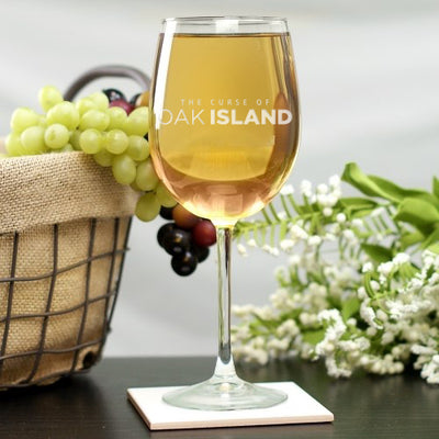 The Curse of Oak Island Logo Laser Engraved Wine Glass