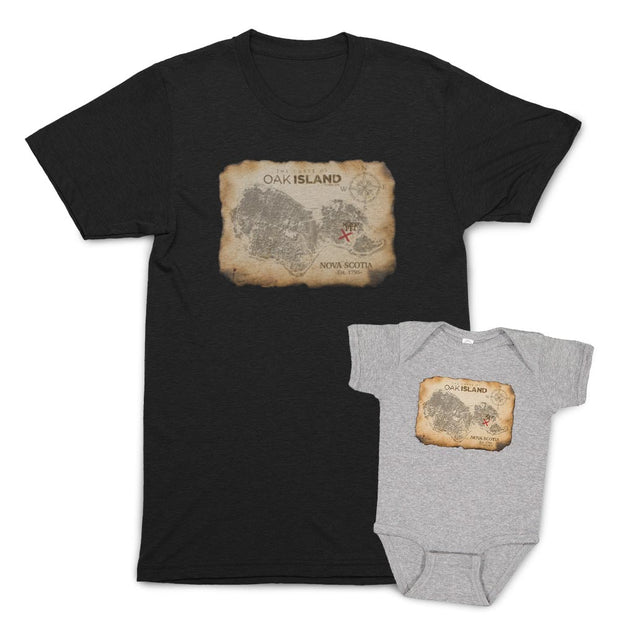 The Curse of Oak Island Treasure Map T-Shirt & Baby Onesie Bundle