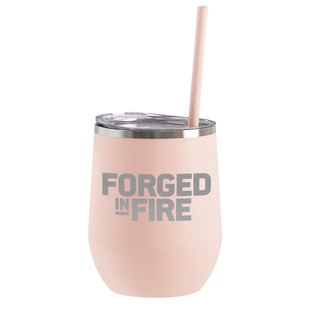 Forged in Fire Logo Laser Engraved Wine Tumbler with Straw