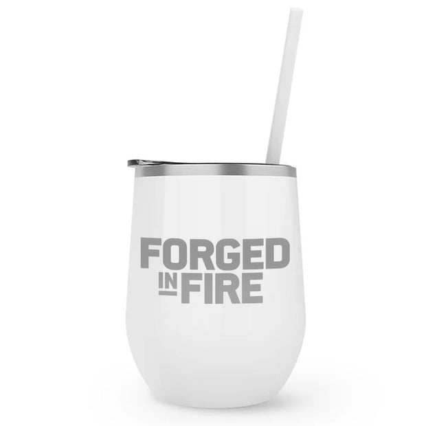 Forged in Fire Logo Laser Engraved Wine Tumbler with Straw
