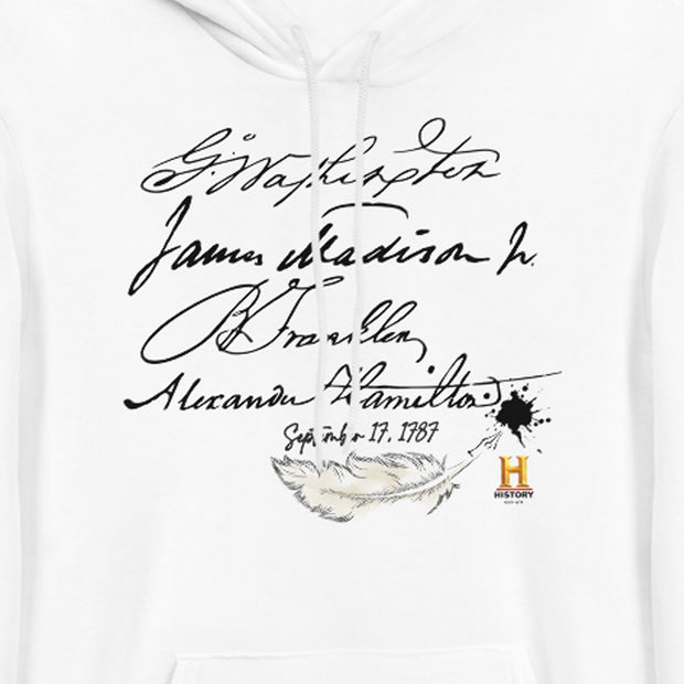 Founding Fathers U.S. Constitution Signatures Adult Fleece Hooded Sweatshirt