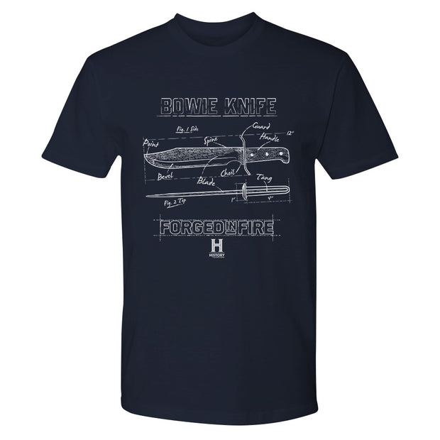 Forged in Fire Bowie Knife Blueprint Adult Short Sleeve T-Shirt
