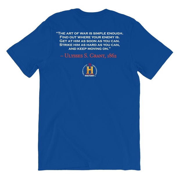 Ulysses S. Grant Art of War Quote and Portrait Adult Short Sleeve T-Shirt