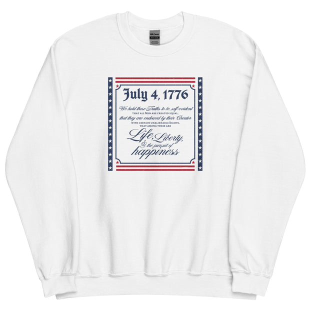 HISTORY Life Liberty Happiness Fleece Crewneck Sweatshirt