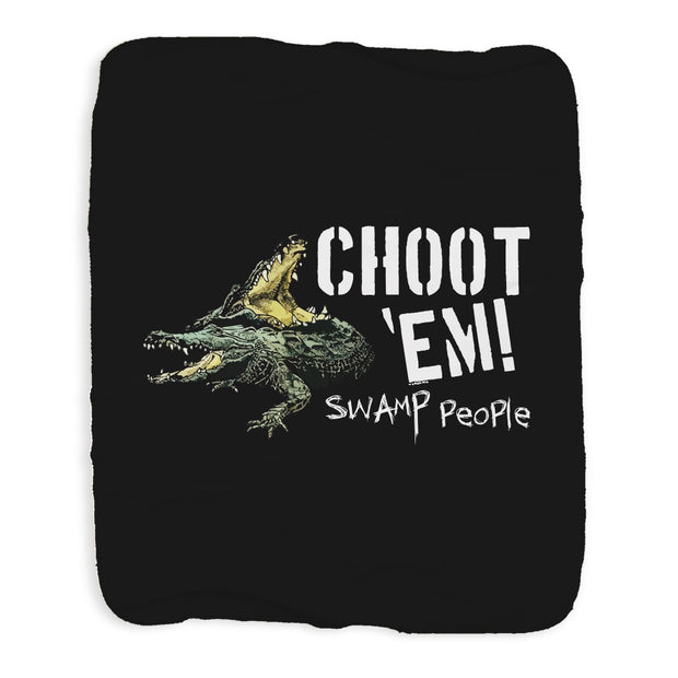 Swamp People Choot'Em Grey Sherpa Blanket