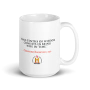 Theodore Roosevelt Wise in Time White Mug