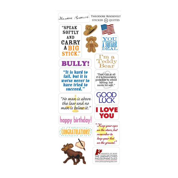 Theodore Roosevelt Quotable Notable - Die Cut Silhouette Greeting Card and Sticker Sheet